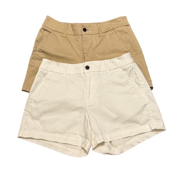Tori Richard Women's Khaki Tan and White Shorts Cotton Blend Casual Chino Bundle - Picture 1 of 15